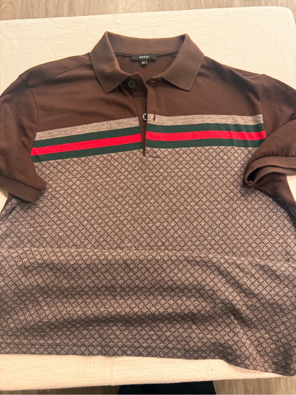 Gucci Brown Polo with Red and Green Stripe